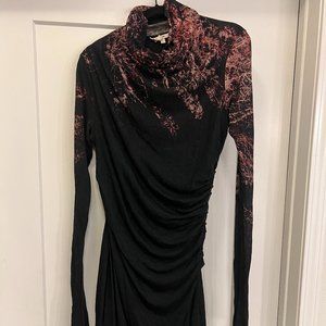 Helmut Lang Long Sleeve Rouched Dress Size L